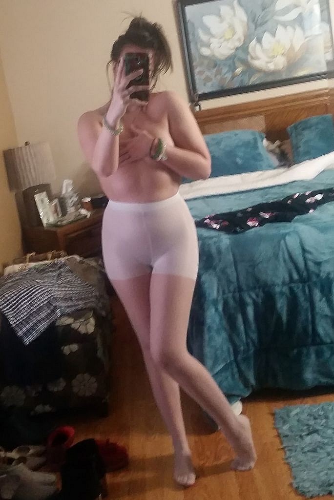 Girls takes a selfie when they dressed in pantyhose
