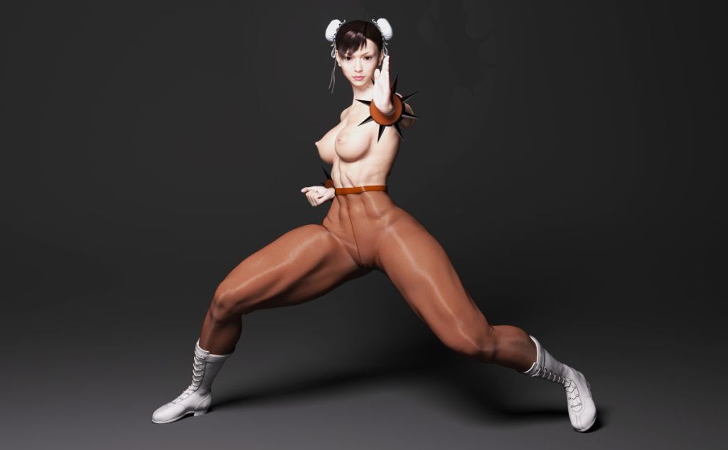 Drawn images of female street fighters showing off their legs in pantyhose