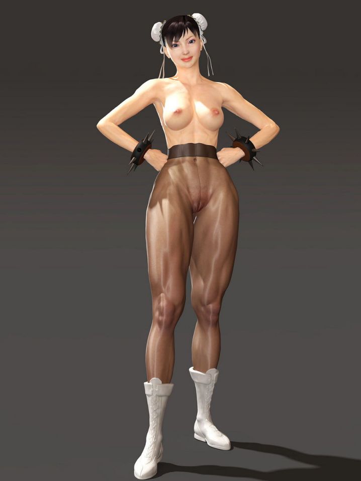 Drawn images of nude female bodybuilders in pantyhose