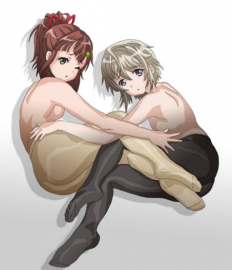 Two painted girls in pantyhose pleasuring each other